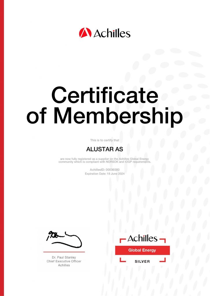 Certificate of Membership - Achilles JQS 2024